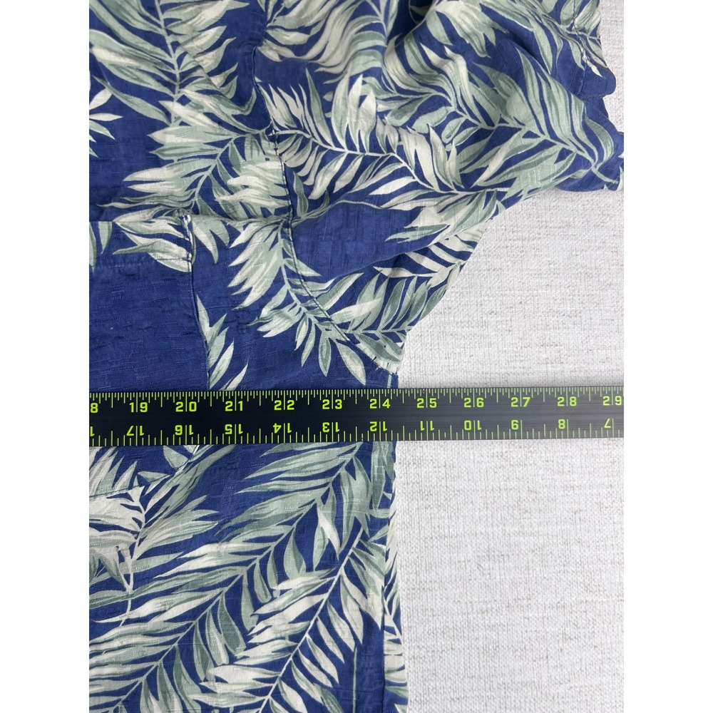 Tommy Bahama Mens XL‎ Silk Hawaiian Shirt Blue Palm Leaf Short Sleeve Button Up - Picture 2 of 7